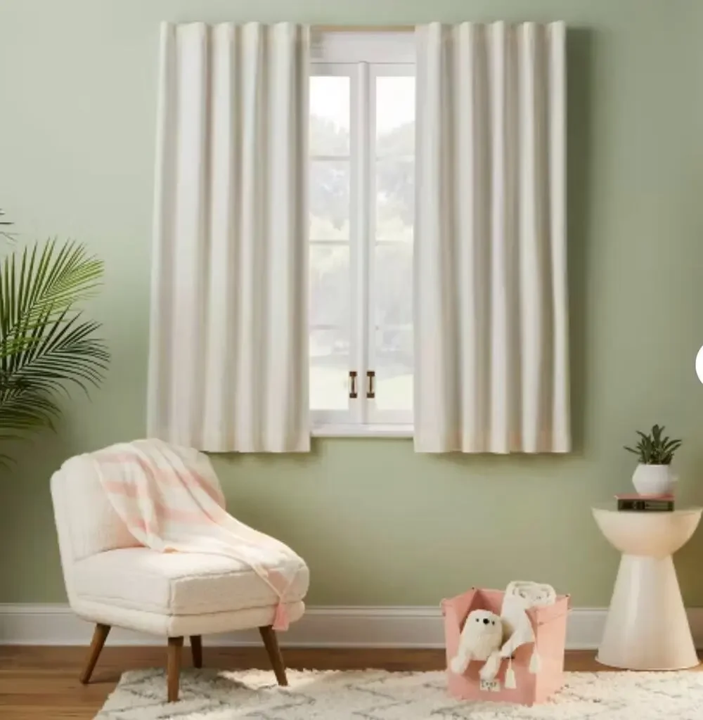 Pillowfort Blackout Chambray Beige Cotton Kids' Panel (1) - 63x42 Curtain